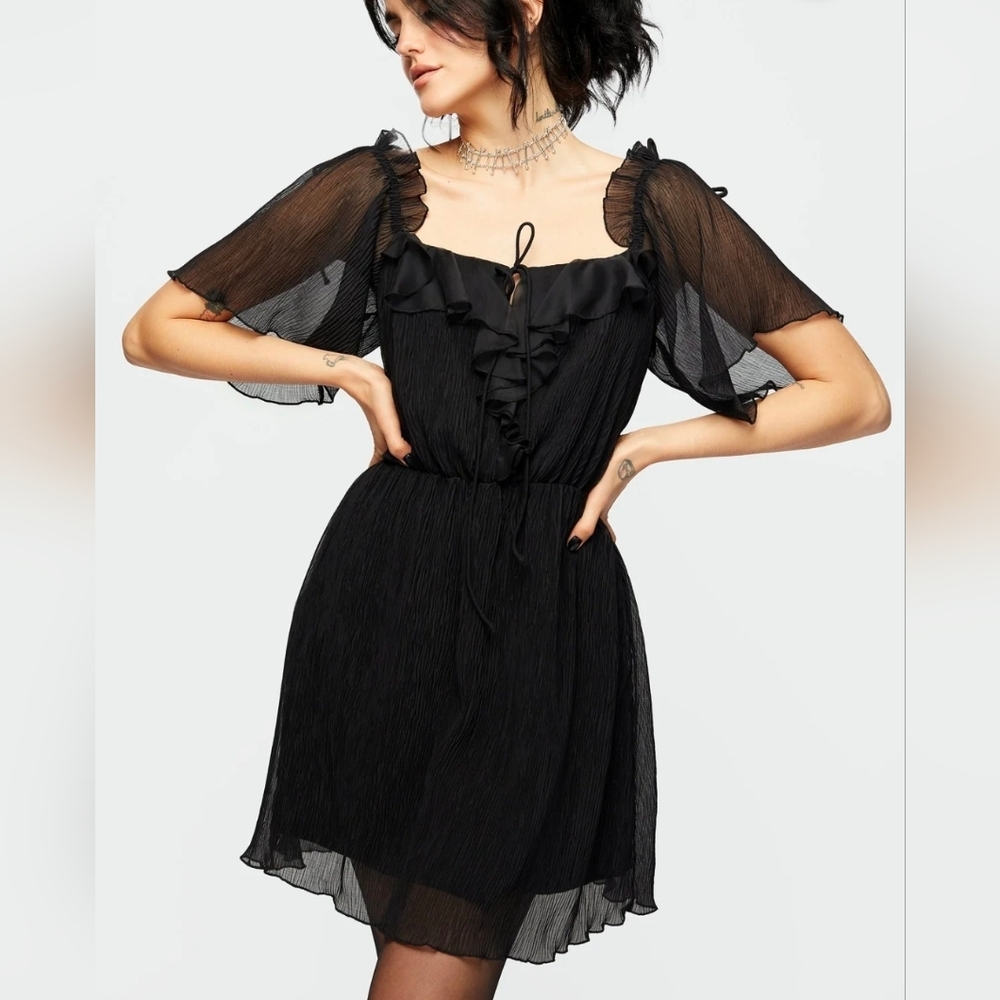 Disturbia Black Sheer Ruffle Mini Dress